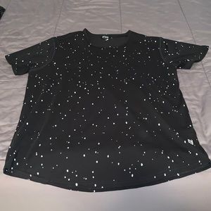 Black paint splatter ZYIA workout/ casual shirt.